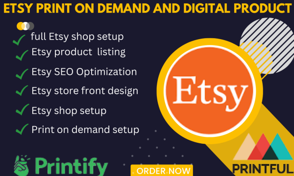 Setup etsy digital product design etsy shop, etsy product listing with etsy seo